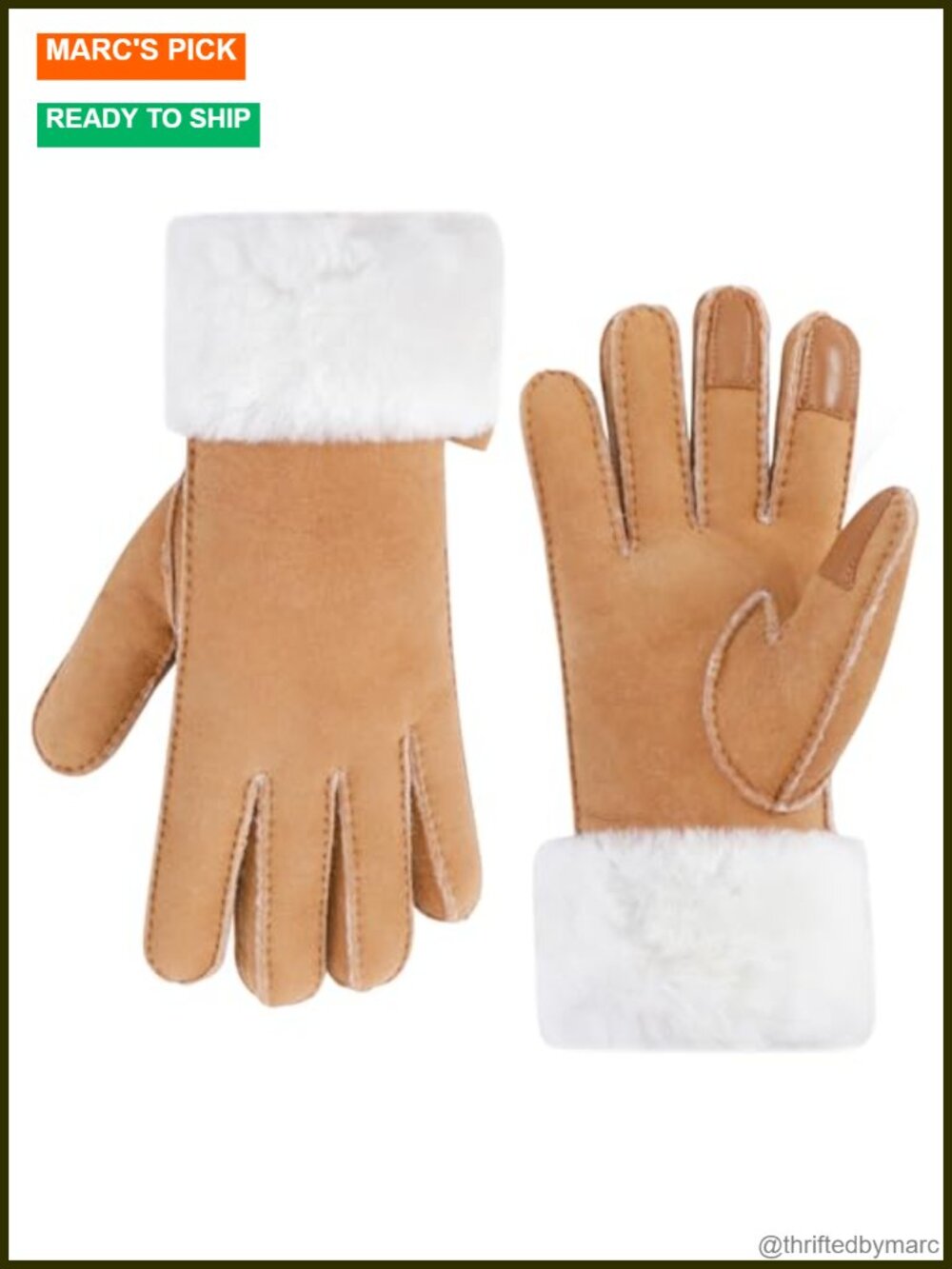 Sheepskin Wool Gloves Turn Cuff Touchscreen Waterproof Cold Weather